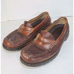 LL Bean Allagash Bison Leather Penny Loafers Men’s 9.5 D Handsewn 244478 Shoes